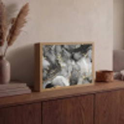 Marmer - Zwart - Goud - Grijs Light Box met batterij (Wandlamp) middel -sfeer2