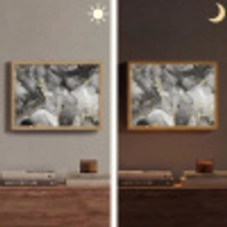 Marmer - Zwart - Goud - Grijs Light Box met batterij (Wandlamp) middel -sfeer3