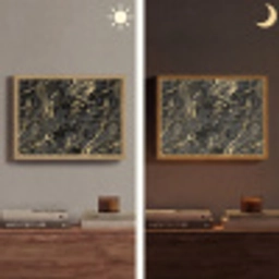 Marmer - Zwart - Goudstructuur Light Box met batterij (Wandlamp) middel 907 -sfeer3