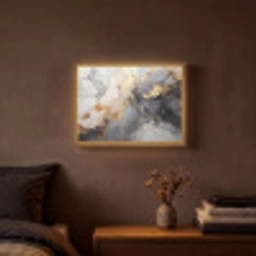 Marmer - Zwart - Goud - Wit Light Box met batterij (Wandlamp) middel -sfeer4