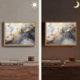 Marmer - Zwart - Goud - Wit Light Box met batterij (Wandlamp) middel -sfeer3