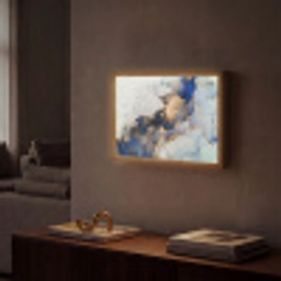 Marmer - Blauw - Goud Light Box met batterij (Wandlamp) middel -sfeer1