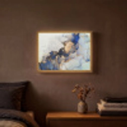 Marmer - Blauw - Goud Light Box met batterij (Wandlamp) middel -sfeer4