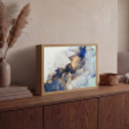 Marmer - Blauw - Goud Light Box met batterij (Wandlamp) middel -sfeer2