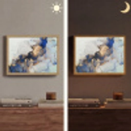 Marmer - Blauw - Goud Light Box met batterij (Wandlamp) middel -sfeer3