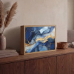 Marmer - Blauw - Goud - Abstract Light Box met batterij (Wandlamp) middel -sfeer2