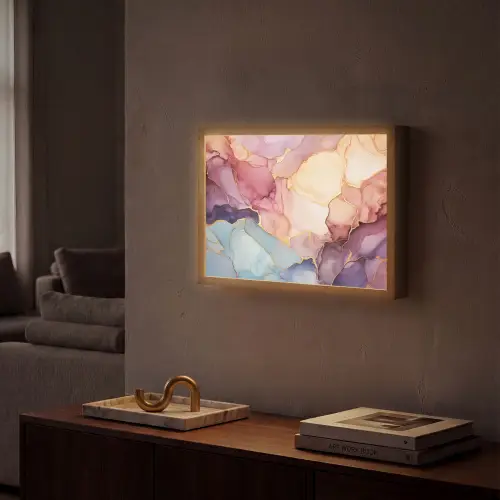 Marmer - Kleurrijk Light Box met batterij (Wandlamp) middel -sfeer1