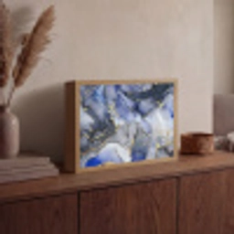 Marmer - Goud - Abstract - Blauw Light Box met batterij (Wandlamp) middel -sfeer2