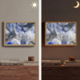 Marmer - Goud - Abstract - Blauw Light Box met batterij (Wandlamp) middel -sfeer3