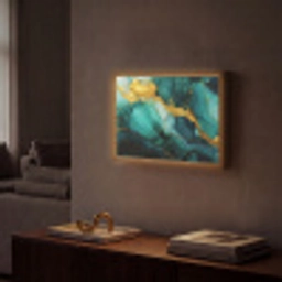 Marmer - Goud - Blauw groen - Abstract - Turquoise Light Box met batterij (Wandlamp) middel -sfeer1