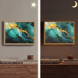 Marmer - Goud - Blauw groen - Abstract - Turquoise Light Box met batterij (Wandlamp) middel -sfeer3