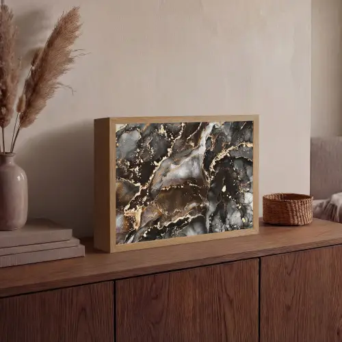 Marmer - Goud - Glitter - Luxe Light Box met batterij (Wandlamp) middel -sfeer2