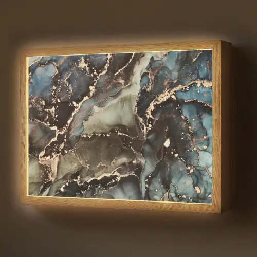 Marmer - Goud - Groen Light Box met batterij (Wandlamp) middel -z3d_website
