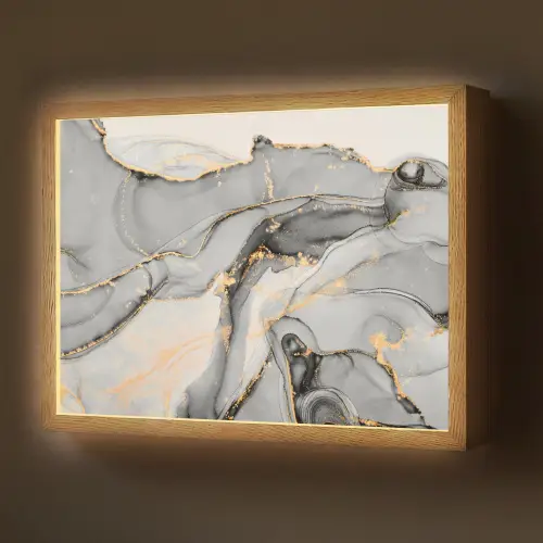 Marmer - Goud - Grijs Light Box met batterij (Wandlamp) middel -z3d_website