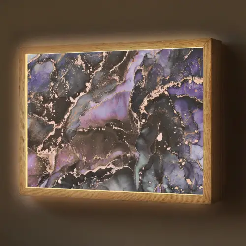 Marmer - Goud - Roze Light Box met batterij (Wandlamp) middel -z3d_website