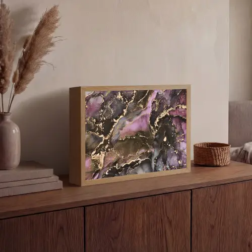Marmer - Gold - Steen - Abstract Light Box met batterij (Wandlamp) middel -sfeer2