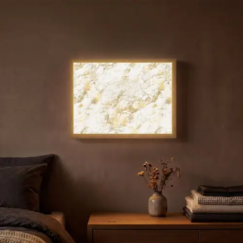 Marmer - Goud - Structuur Light Box met batterij (Wandlamp) middel 907 -sfeer4