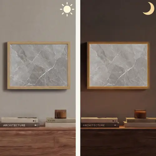 Marmer - Grijs Light Box met batterij (Wandlamp) middel -sfeer3
