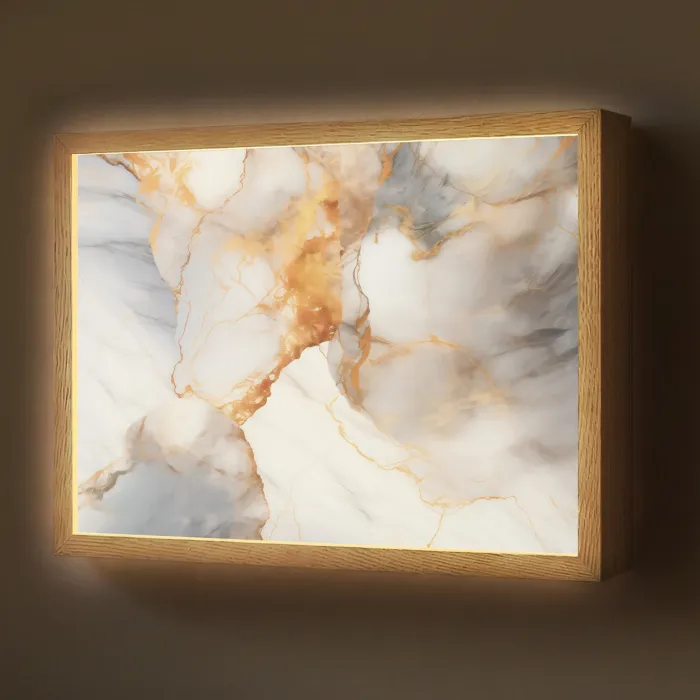 Marmer - Grijs - Goud Light Box met batterij (Wandlamp) middel -z3d_website