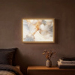 Marmer - Grijs - Goud Light Box met batterij (Wandlamp) middel -sfeer4