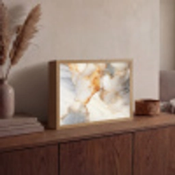 Marmer - Grijs - Goud Light Box met batterij (Wandlamp) middel -sfeer2