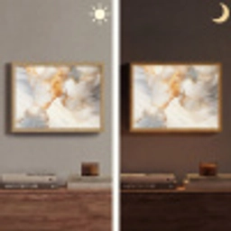 Marmer - Grijs - Goud Light Box met batterij (Wandlamp) middel -sfeer3