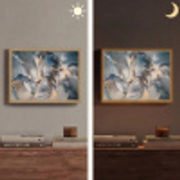 Marmer - Grijs - Blauw - Luxe - Goud Light Box met batterij (Wandlamp) middel -sfeer3