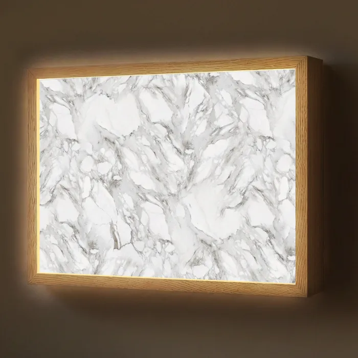 Marmer - Gelaagd - Brekend - Grijsstructuur Light Box met batterij (Wandlamp) middel 907 -z3d_website