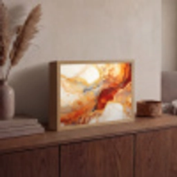 Marmer - Oranje - Goud - Modern - Abstract Light Box met batterij (Wandlamp) middel -sfeer2