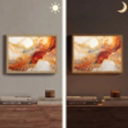Marmer - Oranje - Goud - Modern - Abstract Light Box met batterij (Wandlamp) middel -sfeer3