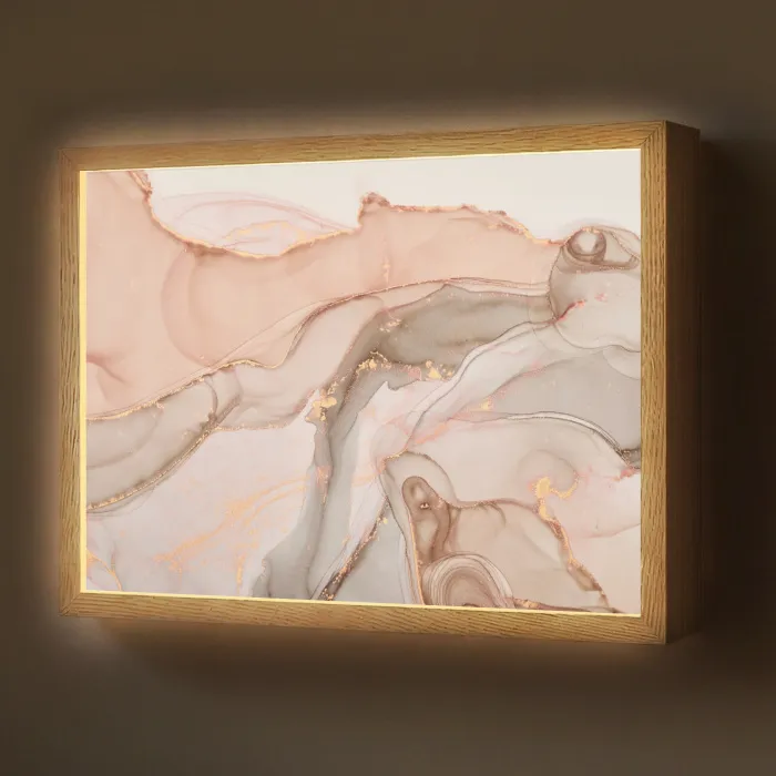 Marmer - Roze - Rosé Light Box met batterij (Wandlamp) middel -z3d_website