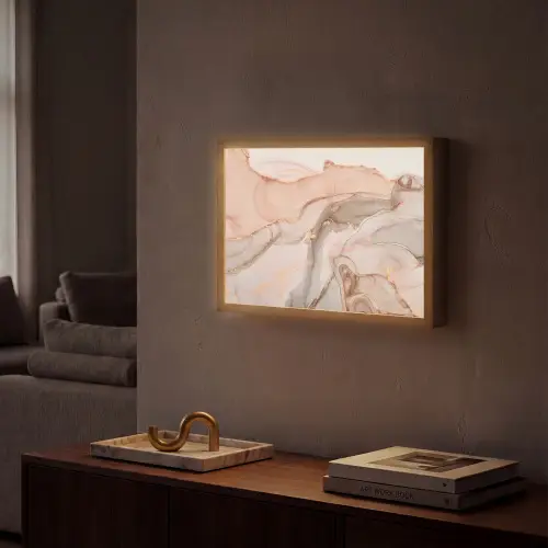 Marmer - Roze - Rosé Light Box met batterij (Wandlamp) middel -sfeer1