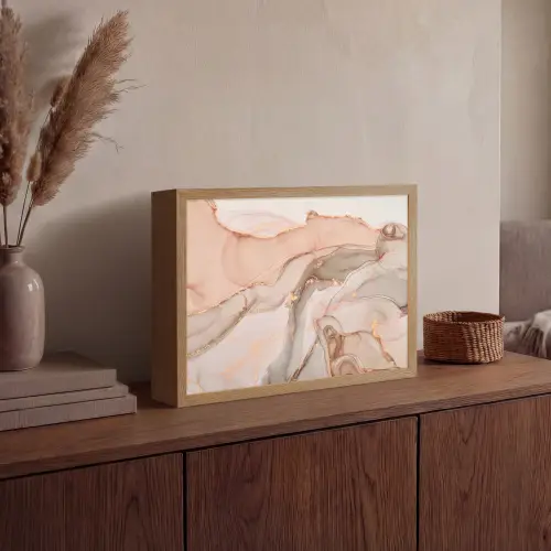 Marmer - Roze - Rosé Light Box met batterij (Wandlamp) middel -sfeer2