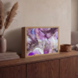 Marmer - Roze - Paars - Gold Light Box met batterij (Wandlamp) middel -sfeer2