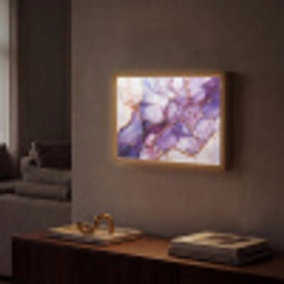 Marmer - Paars - Lila - Goud Light Box met batterij (Wandlamp) middel -sfeer1