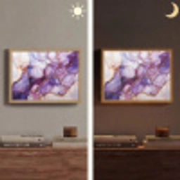 Marmer - Paars - Lila - Goud Light Box met batterij (Wandlamp) middel -sfeer3