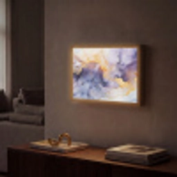 Marmer - Paars - Lila - Goud - Abstract Light Box met batterij (Wandlamp) middel -sfeer1