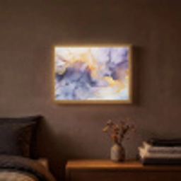 Marmer - Paars - Lila - Goud - Abstract Light Box met batterij (Wandlamp) middel -sfeer4