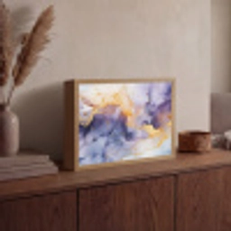 Marmer - Paars - Lila - Goud - Abstract Light Box met batterij (Wandlamp) middel -sfeer2