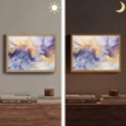 Marmer - Paars - Lila - Goud - Abstract Light Box met batterij (Wandlamp) middel -sfeer3