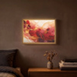Marmer - Rood - Goud - Modern - Abstract Light Box met batterij (Wandlamp) middel -sfeer4