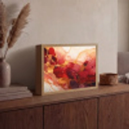 Marmer - Rood - Goud - Modern - Abstract Light Box met batterij (Wandlamp) middel -sfeer2