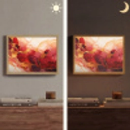 Marmer - Rood - Goud - Modern - Abstract Light Box met batterij (Wandlamp) middel -sfeer3