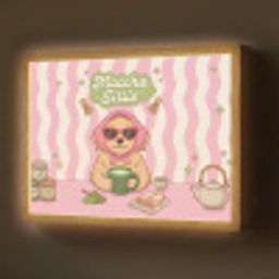 Matcha - Hond - Roze - Groen Light Box met batterij (Wandlamp) middel -z3d_website