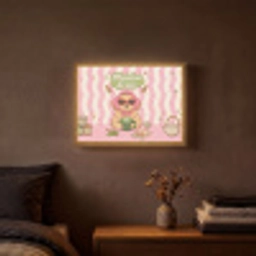 Matcha - Hond - Roze - Groen Light Box met batterij (Wandlamp) middel -sfeer4