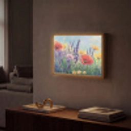 Weide - Bloemen - Kleurrijk Light Box met batterij (Wandlamp) middel -sfeer1