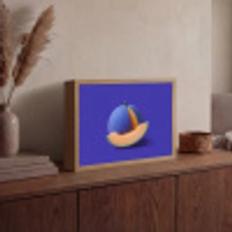 Meloen - Blauw - Oranje - Kunstzinnig Light Box met batterij (Wandlamp) middel -sfeer2