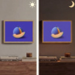 Meloen - Blauw - Oranje - Kunstzinnig Light Box met batterij (Wandlamp) middel -sfeer3