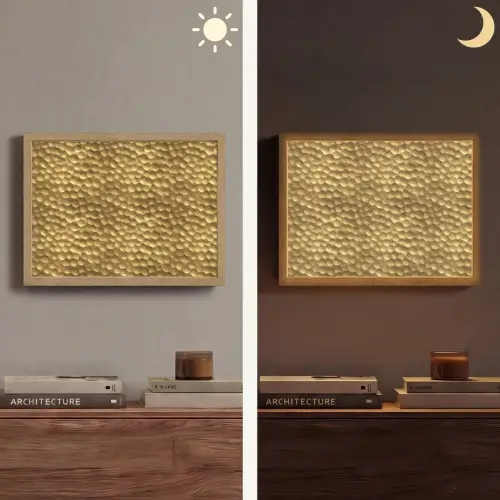 Metaal - Dynamisch - Goud Light Box met batterij (Wandlamp) middel 907 -sfeer3