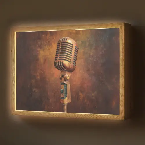 Microfoon - Bruin - Klassiek Light Box met batterij (Wandlamp) middel -z3d_website